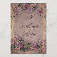 90 Birthday Romantic Vintage Rosas e renda