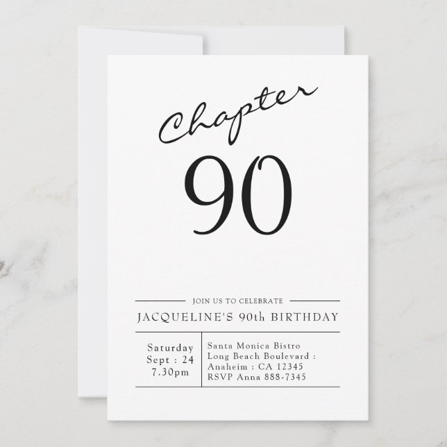 Convite 90 Birthday Script 90 Party (Frente)