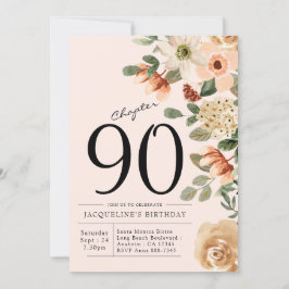 Convite 90 Birthday Vintage Floral