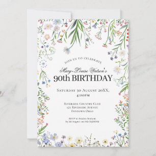 Convite 90 Birthday Wildflower Garden