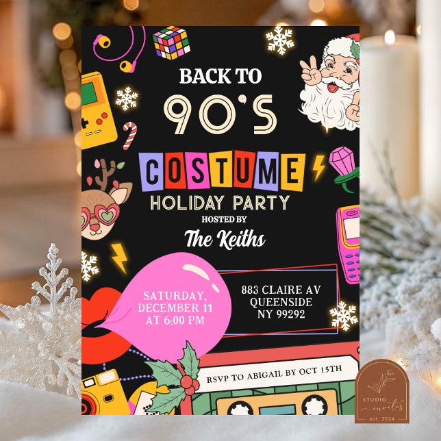 Convite 90 Costume Holiday party Invitation (Criador carregado)