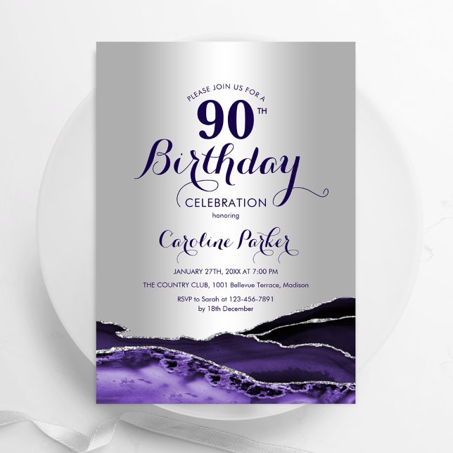 Convite 90 de Aniversário do Agato Puro de Prata (Criador carregado)
