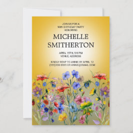 Convite 90 de Aniversário do Red Blue Amarelo