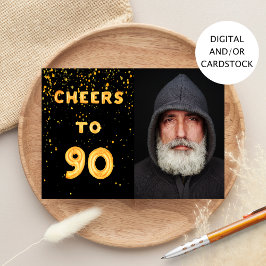 Convite 90 de aniversário foto de animação em ouro negro