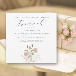 Convite 90 de flor selvagem rosa elegante Brunch de aniver