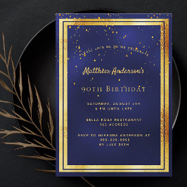 Convite 90 festa de aniversário dourado confetti sprinkle