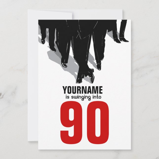 Convite 90 Festa de aniversário Swingers Rat Pack (Frente)