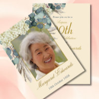 90 Floral Neutral Creme Elegante Foto Aniversário