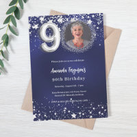 90 marinho de aniversário estrelas de prata azuis