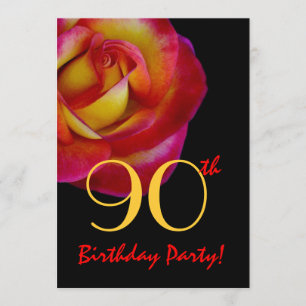 Convite 90 - Modelo de aniversário - Rosa vermelha e amar