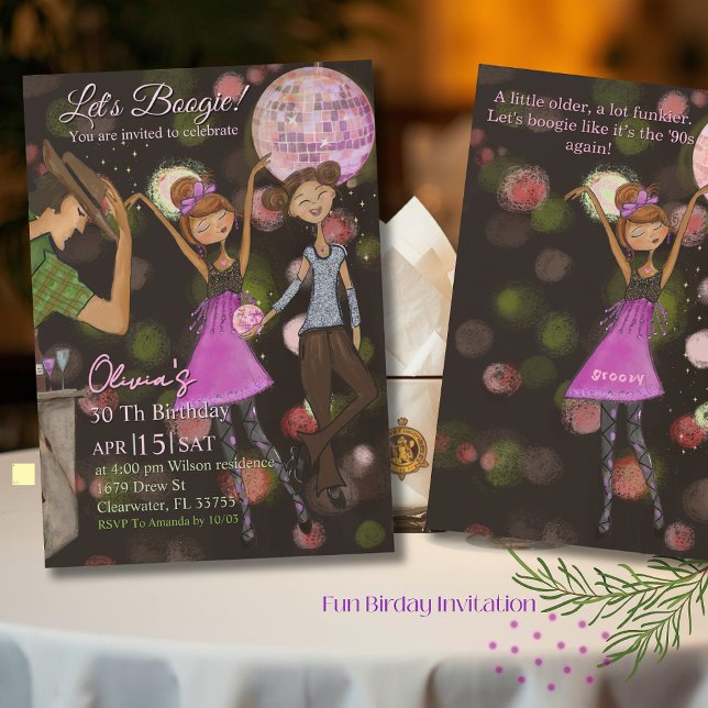 Convite 90s Retro Disco 30th Birthday | Stay Groovy (90s Retro Disco 30th Birthday  Stay Groovy Invitation)