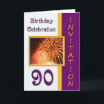 Convite 90th Birthday Celebration Invitation - Fireworks<br><div class="desc">Simple but elegant 90th birthday party invitation</div>