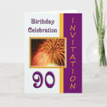 Convite 90th Birthday Celebration Invitation - Fireworks<br><div class="desc">Simple but elegant 90th birthday party invitation</div>