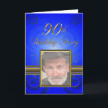 Convite 90th Birthday party Invitation<br><div class="desc">An elegant party invitation for a man with a golden frame for his photo. Add a picture of the birthday to to personalize this card.</div>