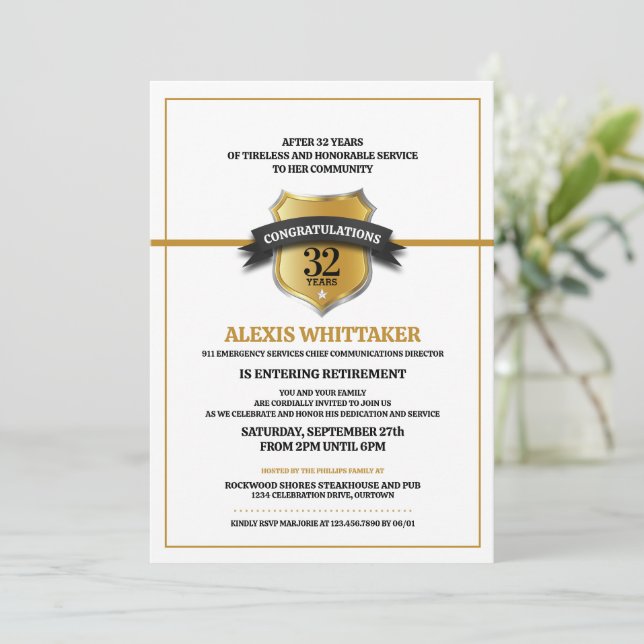 Convite 911 Expedição de Parte de Aposentação de Linha Dou (Em pé/Frente)