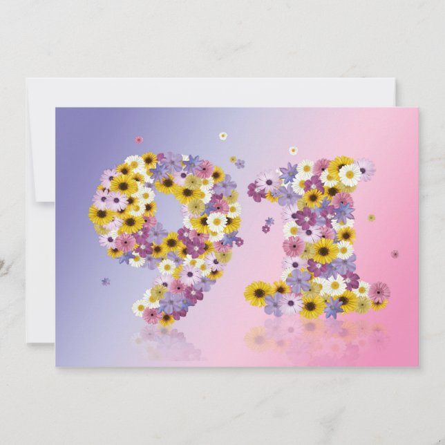 Convite 91 Festa de aniversário de ruas, com letras florid (Frente)