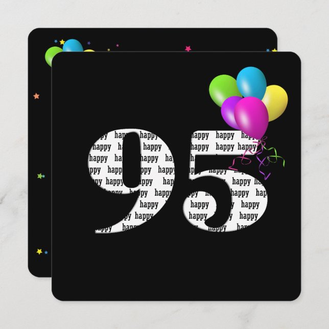 Convite 95ª Festa de aniversário com grupo de balão (Frente/Verso)