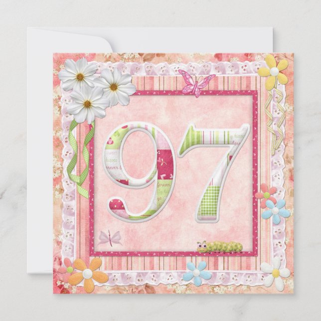 Convite 97.o estilo de abate de festas de aniversário (Frente)