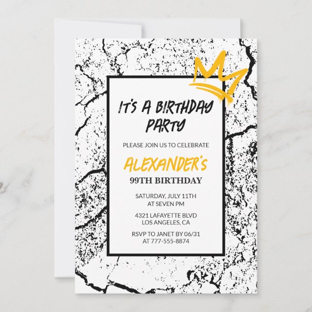 Convite 99.º aniversário de Grafite masculino (Frente)