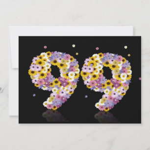Convite 99.o Festa de aniversário, com letras florescidas