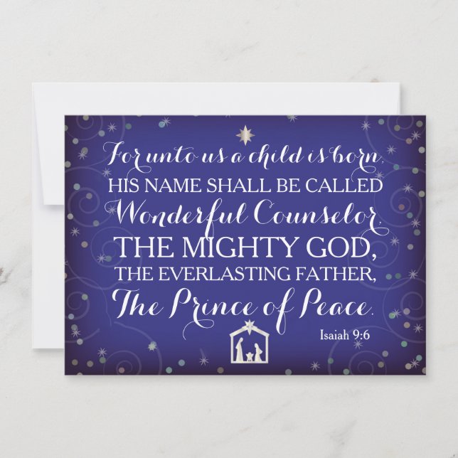 Convite 9:6 de Isaiah para até nós uma criança é nascida (Frente)