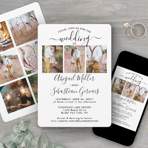 Convite 9 Colagem de Fotos Elegante Caligrafia Moderna Cas