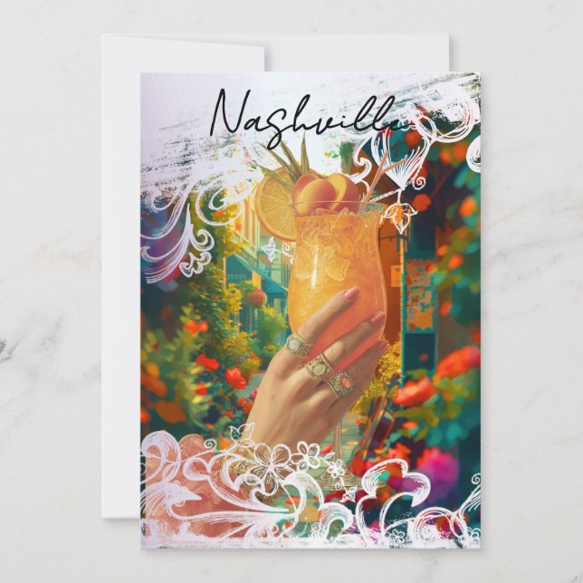 Convite *~* A101 29 PHOTO Cocktail Nashville BACHELORETTE (Frente)