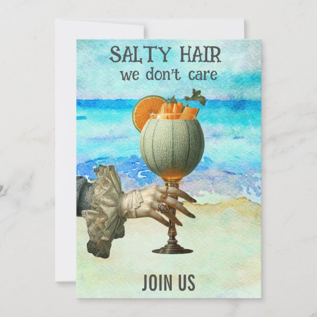 Convite *~*  A101 Coquetel de Praia 12 FOTO PARA NOIVA (Frente)