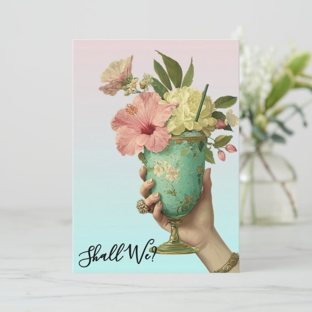 Convite *~* A101 FOTO OmbreCocktail 10 NOIVA (Em pé/Frente)