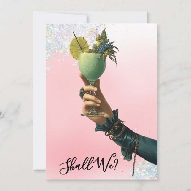 Convite *~* A101 Ornamentado Cocktail 2 FOTO BACHELORETTE  (Frente)