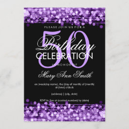 Convite A 50th festa de aniversário elegante Sparkles roxo