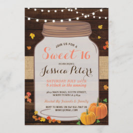 Convite A abóbora de madeira do partido rústico do doce 16
