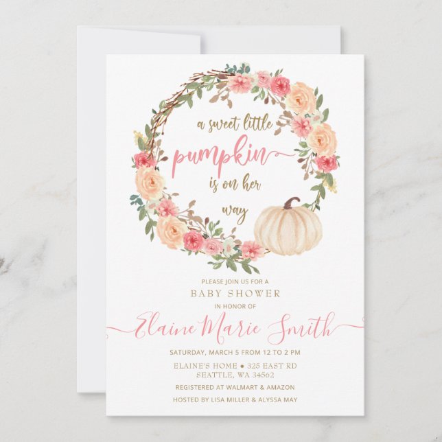 Convite a abóbora está a caminho do chá de fraldas de qued (Frente)