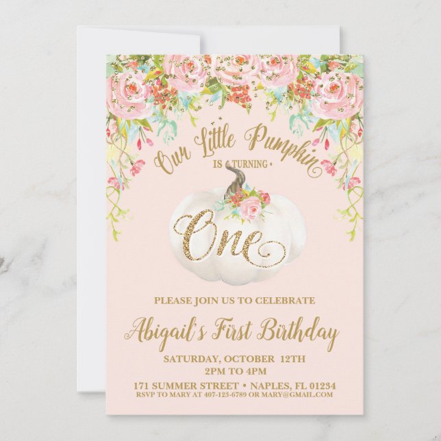 Convite À Abóbora, Primeiro Aniversário De Abóbora (Frente)