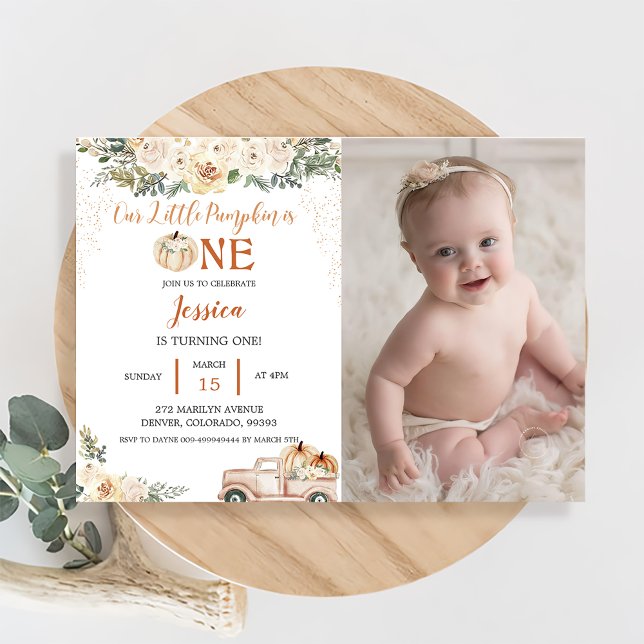 Convite A Abóbora Primeiro Aniversário O Nosso Pequeno Abó (Criador carregado)