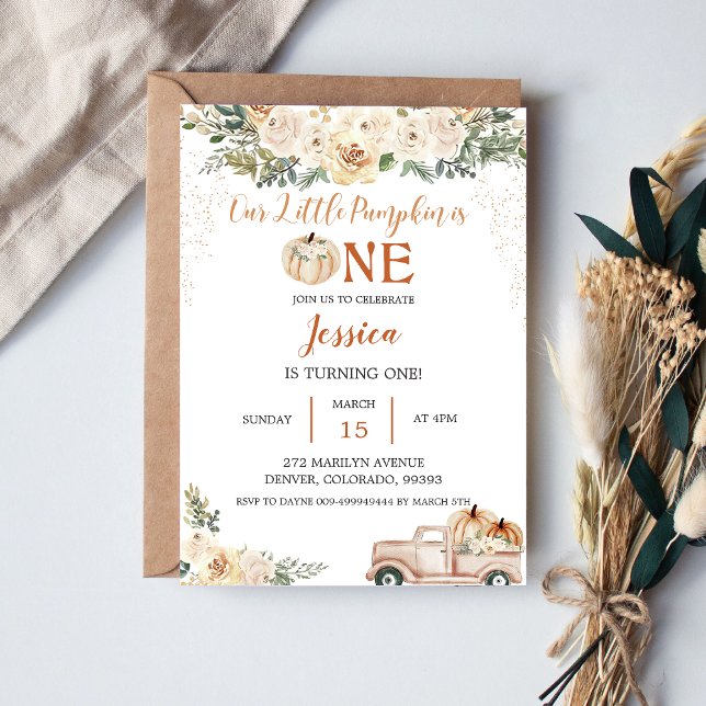 Convite A Abóbora Primeiro Aniversário O Nosso Pequeno Abó (Criador carregado)