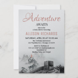 Convite A Adventure aguarda o chá de fraldas viagem das mo