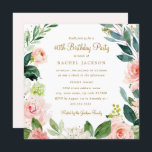 Convite A aguarela cora aniversário de 40 anos floral<br><div class="desc">Convites florais mais modernos do aniversário na loja pequena de Bayleigh!</div>