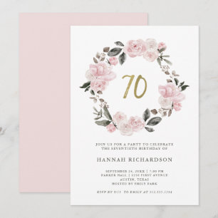 Convite A aguarela cora aniversário floral cor-de-rosa do