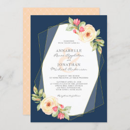 Convite A aguarela do pêssego do marinho floresce o