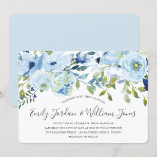 Convite A aguarela dos azuis bebés floresce o casamento n