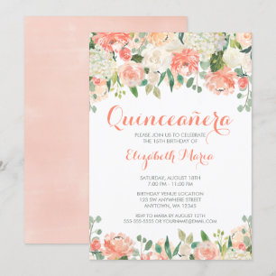 Convite A aguarela Pastel floresce Quinceañera