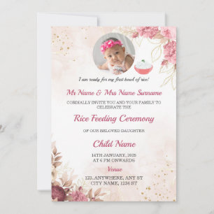 Convite À Alimentação De Arroz, Cartão Annaprashan