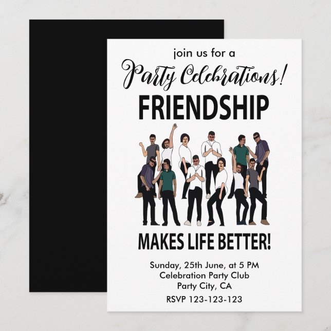 Convite A Amizade Torna a Vida Melhor Festa da Amizade (Frente/Verso)