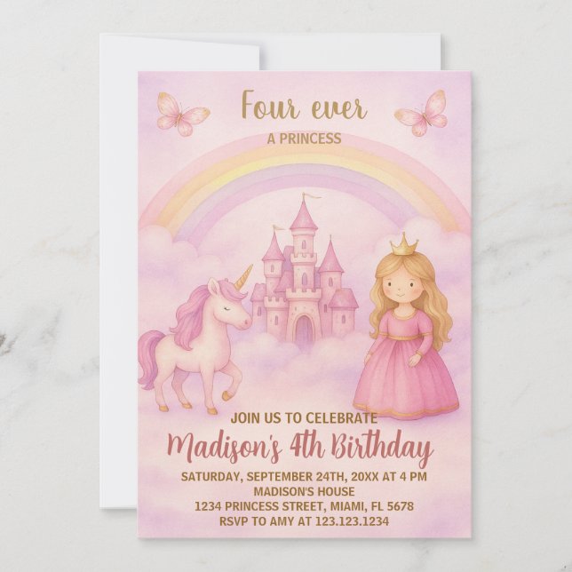 Convite à Aniversário da Princesa Rosa Escura (Frente)