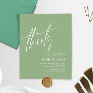 Convite à aniversário de 30 anos minimalista verde