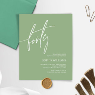 Convite à aniversário de 40 anos minimalista verde
