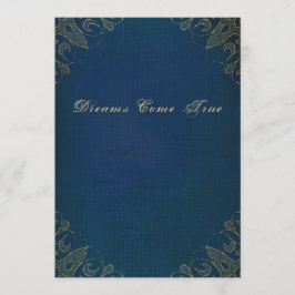 Convite A antiguidade velha azul dourou a capa do livro