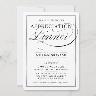 Convite A APRECIAÇÃO DA EMPRESA JANTA prata moderna para a