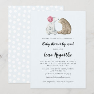 Convite A aquarela branca apresenta Chá de fraldas por co